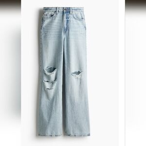Divided Light Blue Ripped Wide Leg Jeans